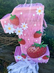 Strawberry Piñata Strawberry Number One Birthday Party Decoration for Kids