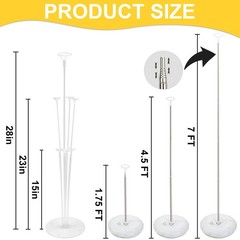 Balloon Column Kit Set of 2, 2 20 inches to 78 inches, Silver