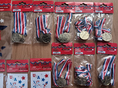 Star & Stripes Gold Medals Body Stickers Gel Window Clings Party Supplies Lot