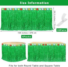 6-Pack Hawaiian Grass Table Skirt (9 ft. x 29.5 in.),Hawaiian Table Skirt, Green
