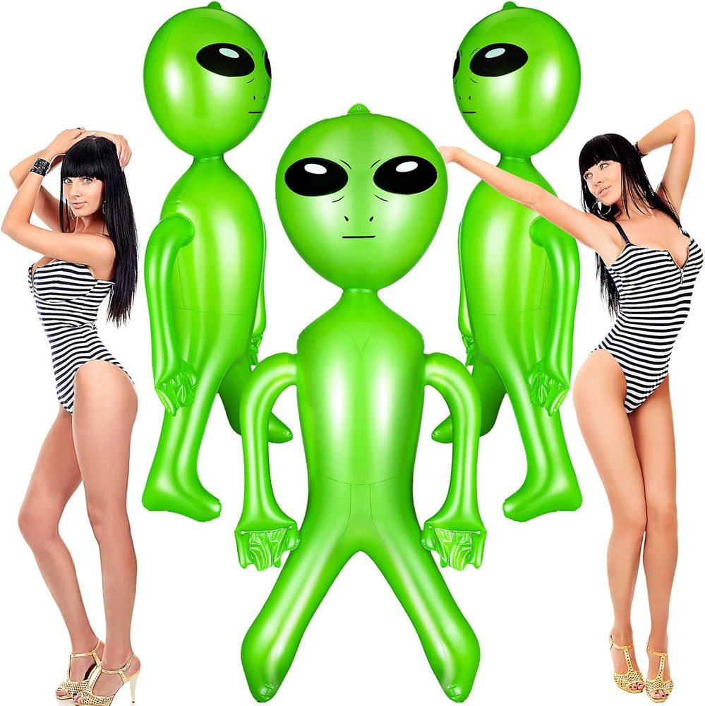 3PCS 63″ Giant Inflatable Green Alien, Blow Up Decoration for Party & Holiday