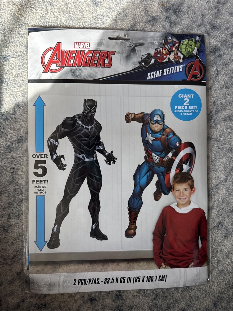 5′ Marvel Avengers Birthday Party Scene Setter Captain America Black Panther NEW