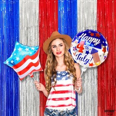 XtraLarge Red White and Blue Streamers – 3.2×8 Feet, Pack of 2 Red and Blue Deco