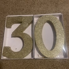 Unbranded Glitter Number 30 Wood Birthday Accents Decorations – Gold, 10” Tall