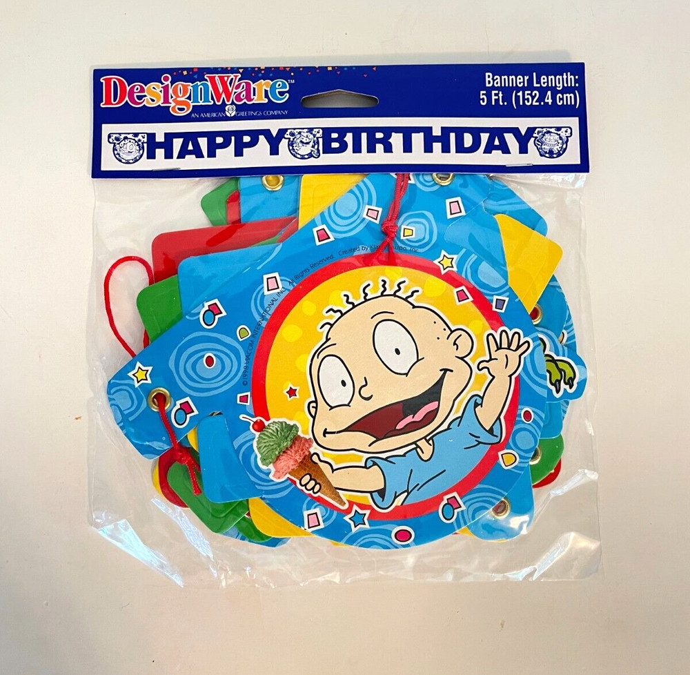 Vtg 1998 American Greetings DesignWare Rugrats Happy Birthday Party Banner 5′