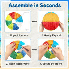 Beach Ball Paper Lanterns 10 Pcs – 8″ Colorful Summer Hanging Decorations for Po