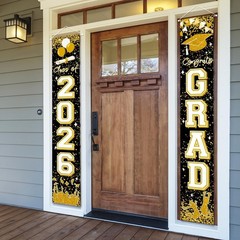Stunning Black & Gold Congrats Grad Banner Set for Class of 2026 Celebrations