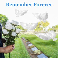 12 Pcs White Doves Balloons 19.7 Inch Small Memorial Peace Dove Balloons Foil…