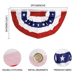 1.5x3Ft 4th of July Decorations Outdoor Patriotic Pleated Fan Flag Stars and …