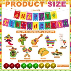 Cinco De Mayo Party Decorations Happy Banner Large, Multi
