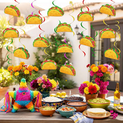 30 Pcs Taco Birthday Party Decorations Mexican Fiesta Hanging Swirl Garland