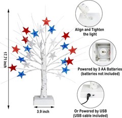 Festive 2 Pack 18 Inch Tabletop Tree Lights with 24 LEDs – Ideal for Parties