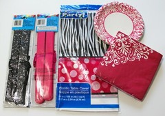 *NEW* 5 Piece SET – Hot Pink Damask/Zebra Stripe PARTY *FAST SHIPPING*