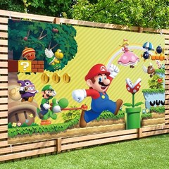 Super Mario Backdrop Game Birthday Party Photo Background Banner