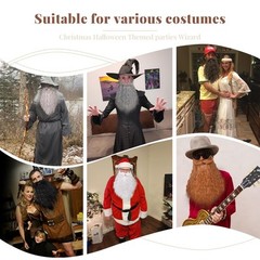 45cm Long Fake Beard Costume for Halloween, Wizard Cosplay Realistic Fake Mus…