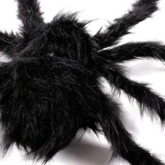 Super big plush spider made of wire and plush black and multicolour style 