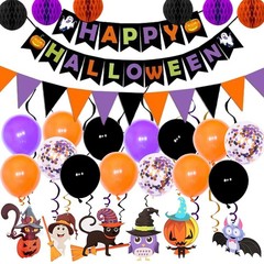 Halloween Banner Decorations Trick or Treat Paper Honeycomb Ball Swirl Stream…