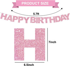 Happy Birthday Banner – Pre-Strung No DIY Birthday Decorations – Happy Birthday