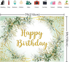Greenery Birthday Backdrop Green Birthday Party Decorations Sage Happy Birthday