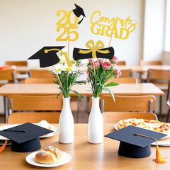 6pcs Graduation Party Centerpiece Sticks Double Sided Class Of 2025 Table Decor