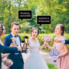 52PCS Wedding Photo Booth Props with Stick Bridal Shower Photo Booth Props Funny