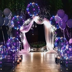 50PCS LED Light Up BoBo Balloons 20in Party Birthday Transparent Bubble Balloon