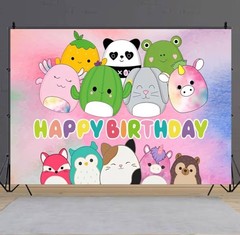 Squishmallow Background Birthday Decorations – Banner Backdrop (5x3ft)