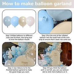 Dusty Blue Balloon Arch Kit Fathers Day Slate Light Pastel Blue Beige Cream S…