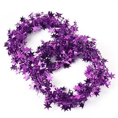 49.2 FT Star Tinsel Garlands for Christmas Star Wire Tinsel Garlands Purple
