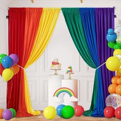 Rainbow Birthday Backdrop: Colorful 10x15ft Curtains Set*-