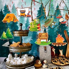 Camping Hanging Swirl Party Decorations, 32Pcs Camping Party Hanging Foil Swirl