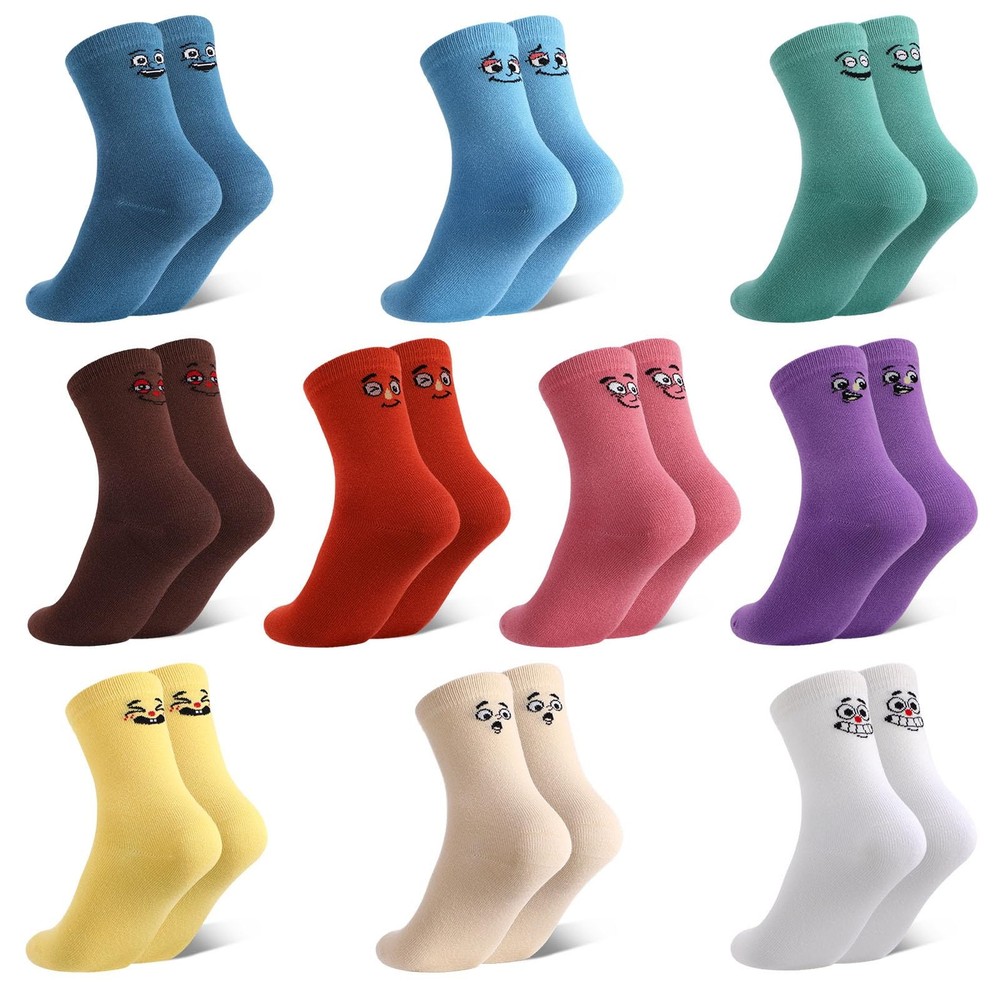 10 Pairs Cute Emotion Socks for Boys Girls Funny Crazy Face Cotton Socks Ligh…