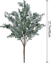 3 Pack of Artificial Eucalyptus Stem Shrub Faux Leaves Spray Grey
