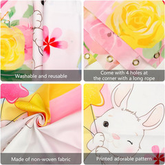 Pink Bunny Party Decorations, Rabbit Birthday Party Backdrop Supplies, Bunny Hap