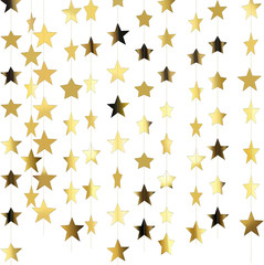 Glitter Star Garland Banner 130Ft Star Hanging Banner for Party Decor Gold