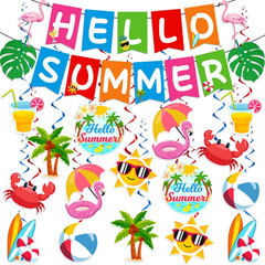 Summer Party Decorations, Beach Party Decorations Include Hello Summer Banner an
