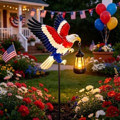 Magical Outdoor Bald Eagle Solar Light with Automatic On/Off – Garden Accent