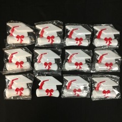 12 GRADUATION WHITE CAP HAT Cake Cupcake Toppers Decoration New Old Stock