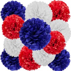 Red, Blue and White Paper Pom Poms Decorations for 4th Fourth of July，Indepen…