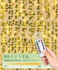 KASZOO 24Pack / Each 82 inch, 24 pack Artificial Ivy with 160 LED, Green