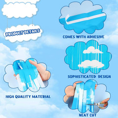 Blue Sky White Clouds Birthday Party Supplies, Clouds Theme Tinsel Foil Fringe C