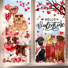 Valentine’s Day Window Clings Window Stickers Love Heart Dog Double-Sided Glass