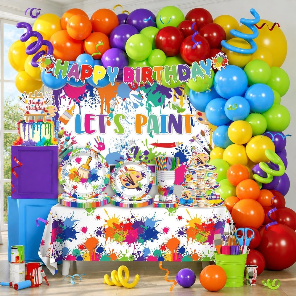 Paint Party Decorations, All-in-One Art Birthday Party Decorations NEW