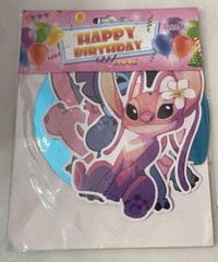 Lilli & Stitch Pink Birthday Party Decorations Banner Tablecloth Balloons Etc
