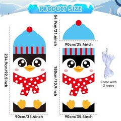 Winter Penguin Door Cover Winter Christmas Party Door Banner Penguin Themed