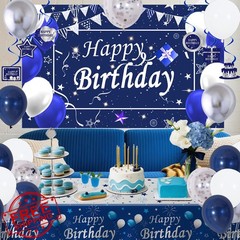 Perpetily Blue Silver Birthday Decorations
