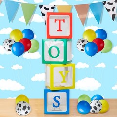 16 Pcs Toy Themed Party Decorations 4 Transparent Balloons Boxes with 12 Funn…