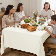10-Pack Ivory Tablecloths for Rectangle Tables, 60 x 102 Inches, Stain-Resist…