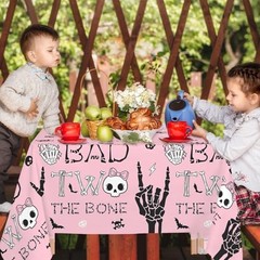 Bad Two The Bone Tablecloth 108×54 Inch – Rock and Roll 2nd Birthday