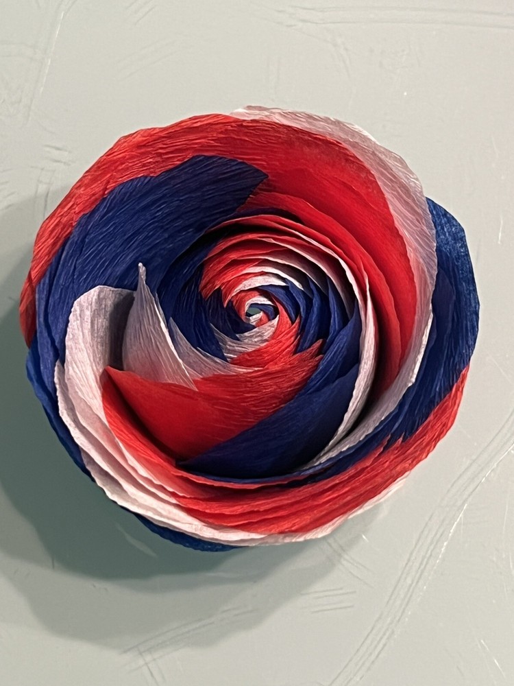 Set Of 6 Handmade Crepe Paper Flowers 🇫🇷 FRANCE Party Decor Streamer 2” Inch